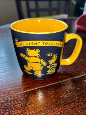Winnie the Pooh Yellow & Navy Ceramic Mug - Time Spent Together